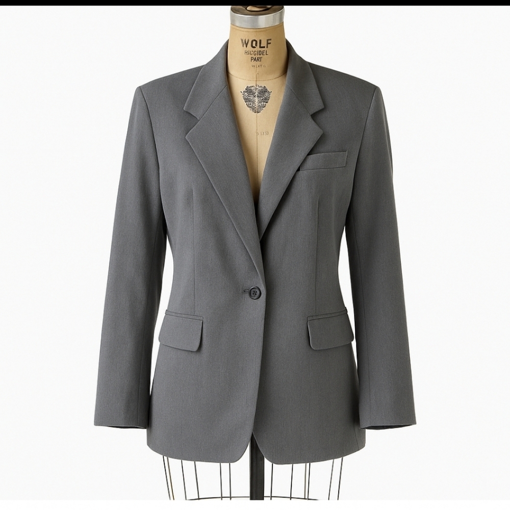 Express Gray Blazer with Notched Lapels and Structured Shoulders Size 13/14